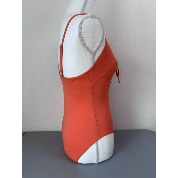 Solid & Striped women's medium orange one piece swimsuit keyhole cutout front - Picture 3 of 6